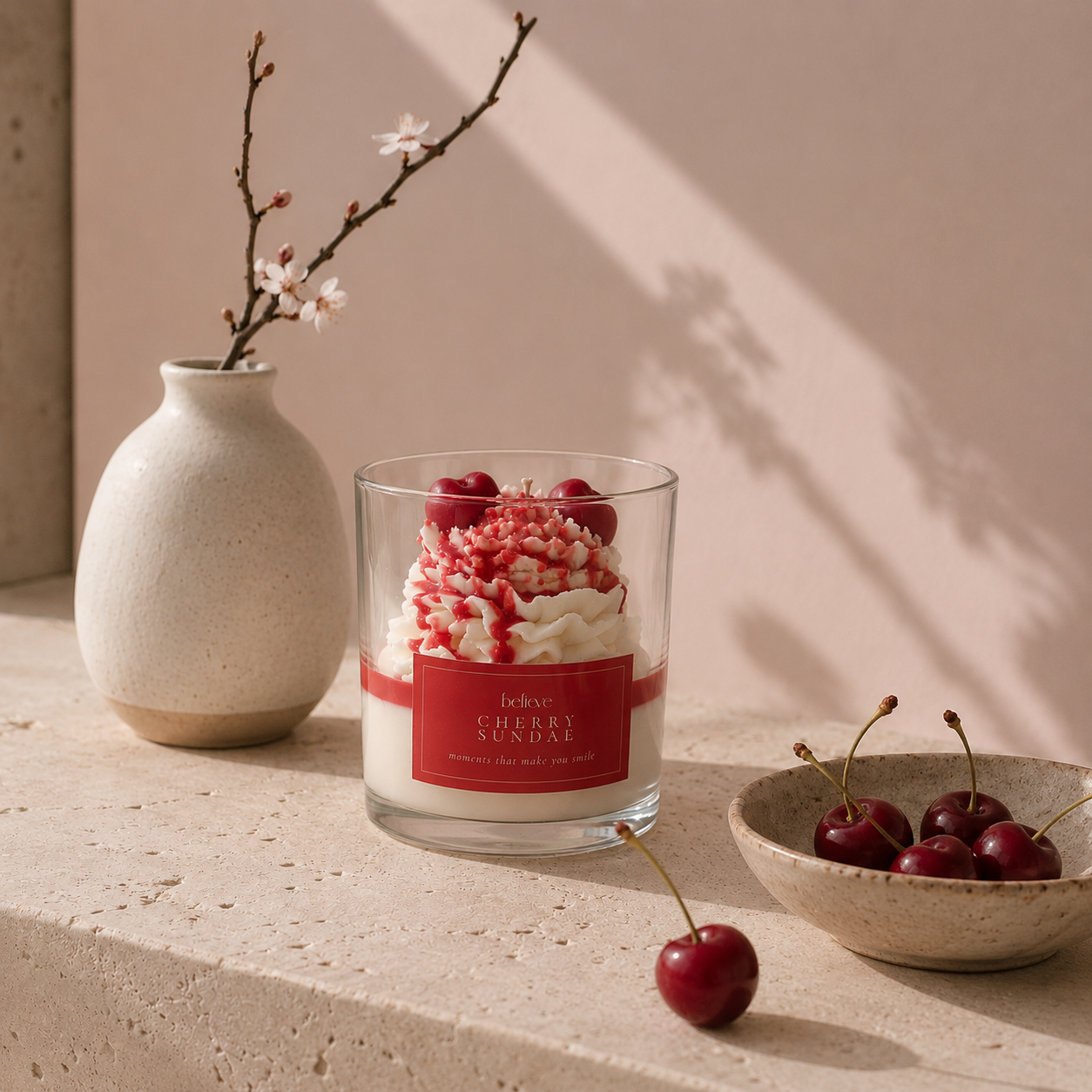 Cherry Sundae Dessert Candle