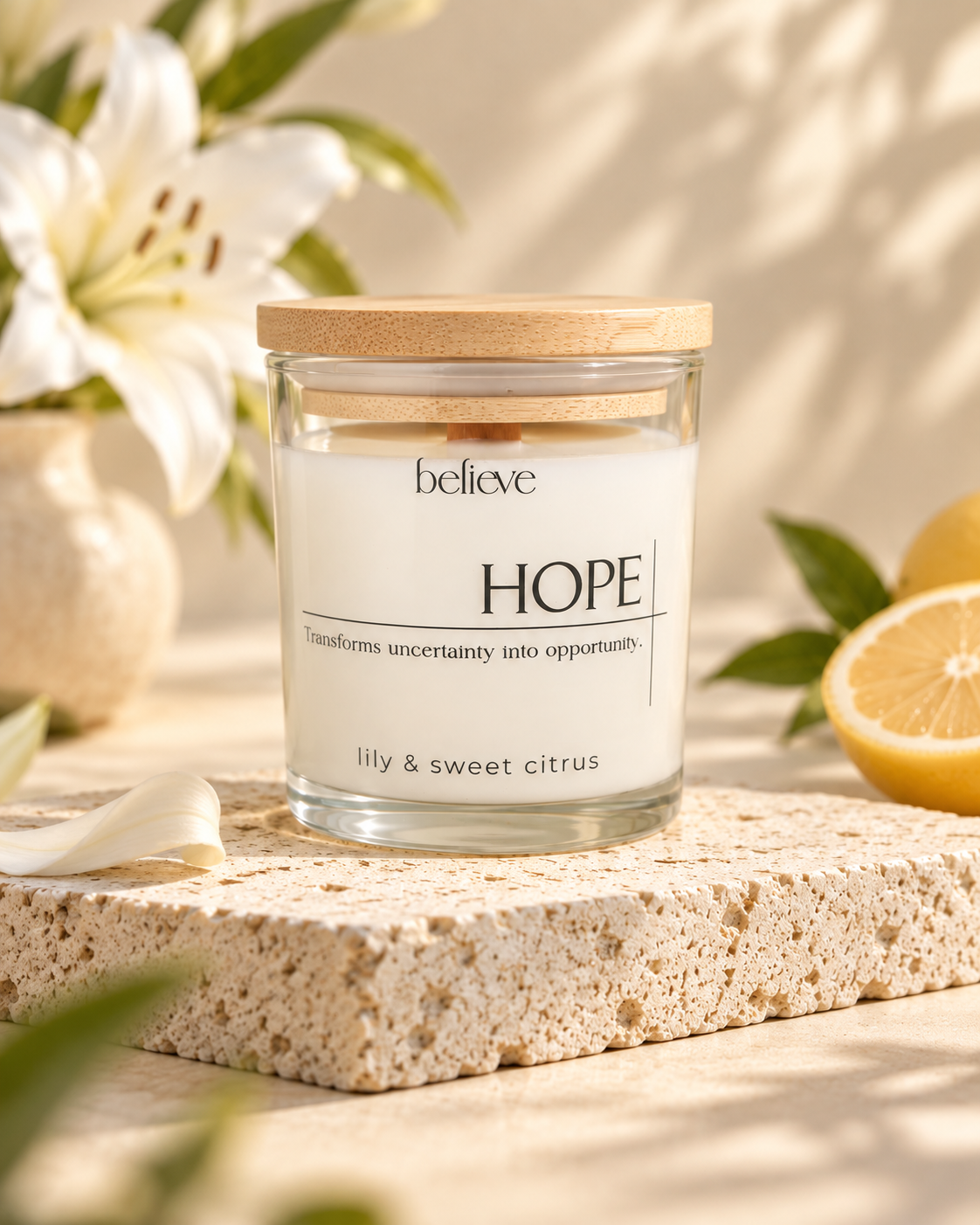 HOPE Candle | Fresh Lily & Sweet Citrus Scented Candle