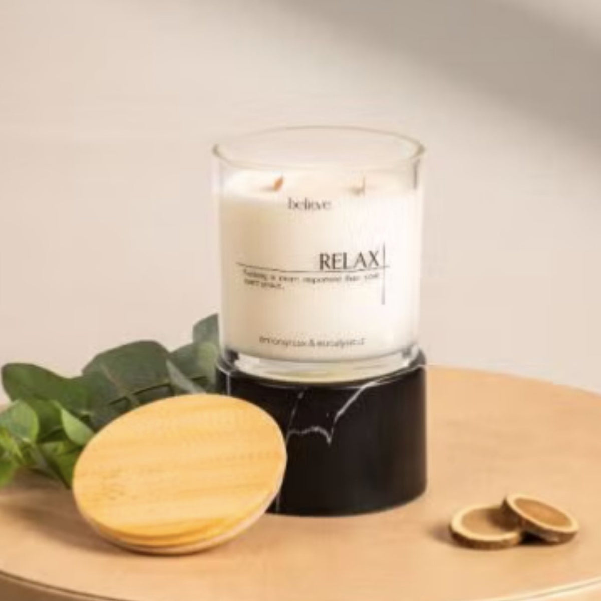 RELAX Candle | Eucalyptus & Lemongrass Scented Candle