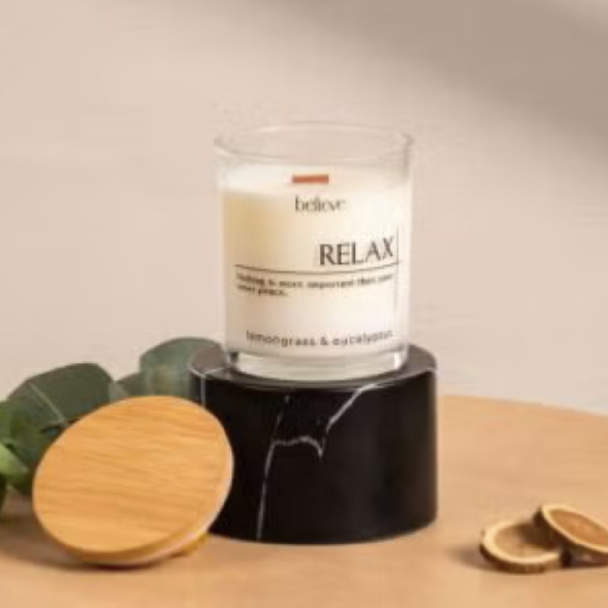 RELAX Candle | Eucalyptus & Lemongrass Scented Candle