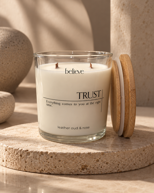 TRUST Candle | Leather Oud & Rose Scented Candle