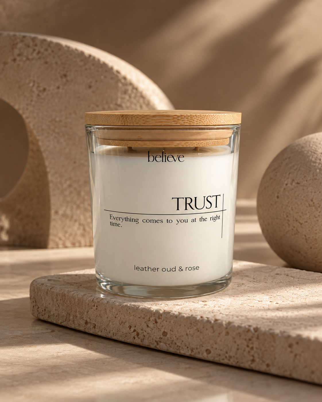 TRUST Candle | Leather Oud & Rose Scented Candle