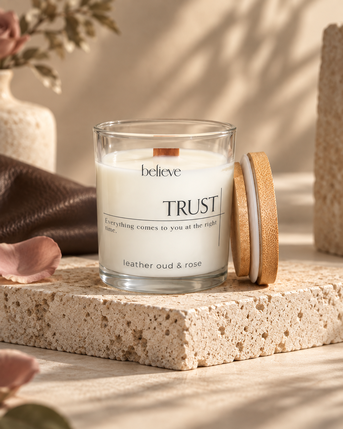 TRUST Candle | Leather Oud & Rose Scented Candle